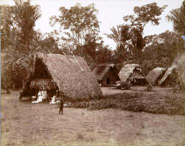 Pictured are the huts of Koffiekamp, Suriname c 1890-1900.  Koffiekamp was a community near the Amazon in South America's smallest country that would twice be destroyed and/or uprooted by progress ... first by the introduction of dams and hydroelectric power and then by large gold mining interests in the late 20th century.  Vintage photo used courtesy of The Tropenmuseum.